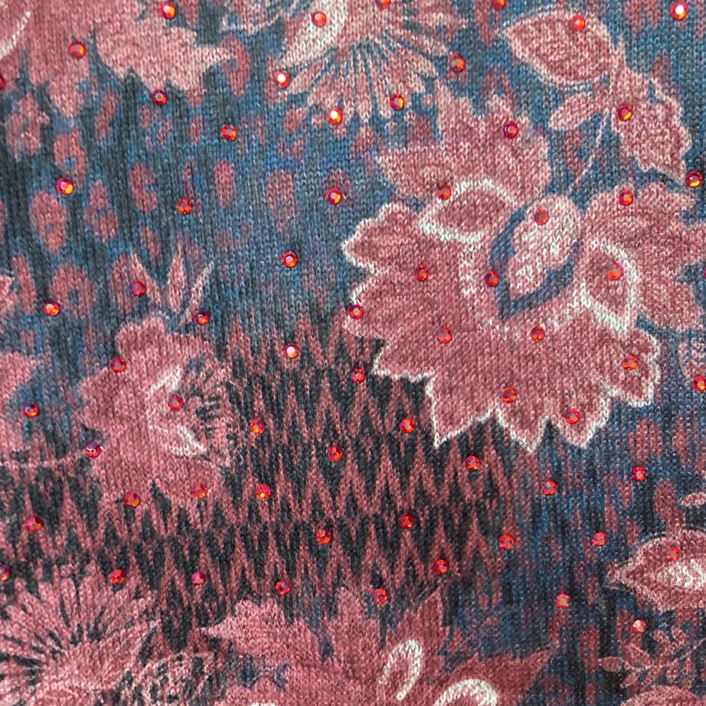 One world floral print top with pockets with bling details bohemian casual 3X - Picture 7 of 17